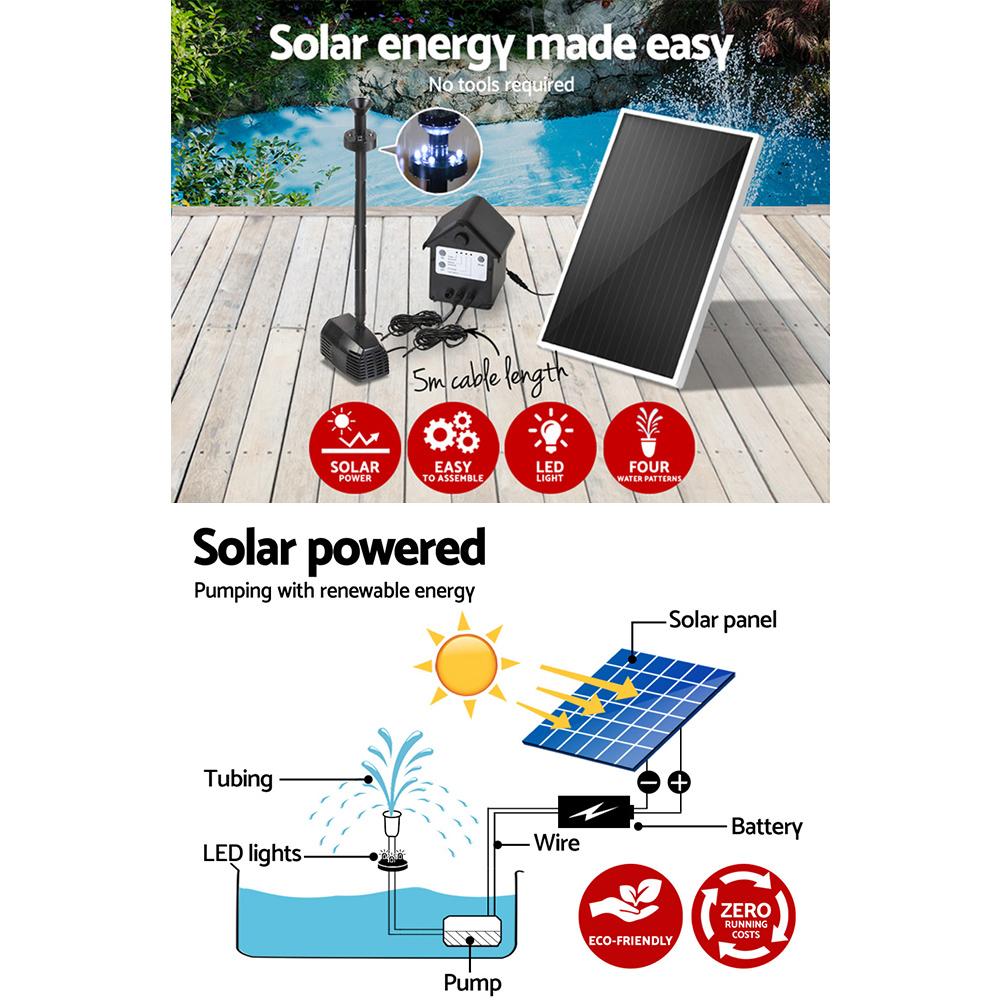 Gardeon Solar Pond Pump Submersible Water Fountain with Battery Kit