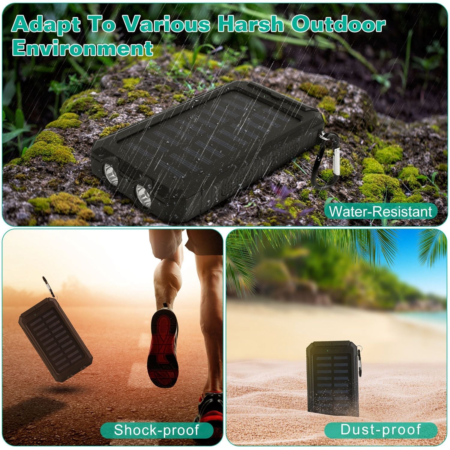 1Pc 1W MAh Solar Power Bank External Battery Pack Dual USB Interface