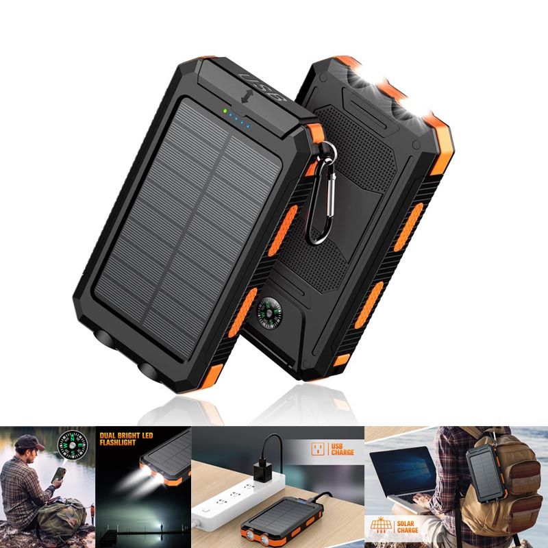10000mAh Portable Fast Charging Power Bank 2USB Solar Charging with
